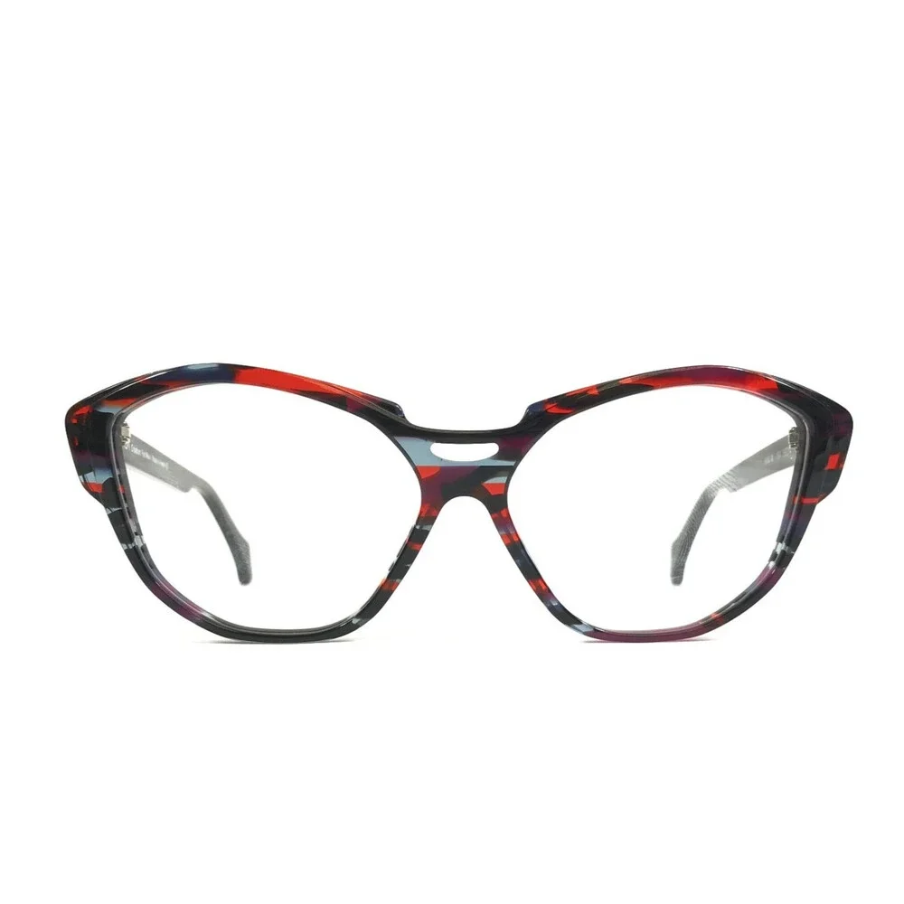 PLM Creation Eyeglasses Frames DIVA VI 151 Black Red Blue Speckled 55-14-145